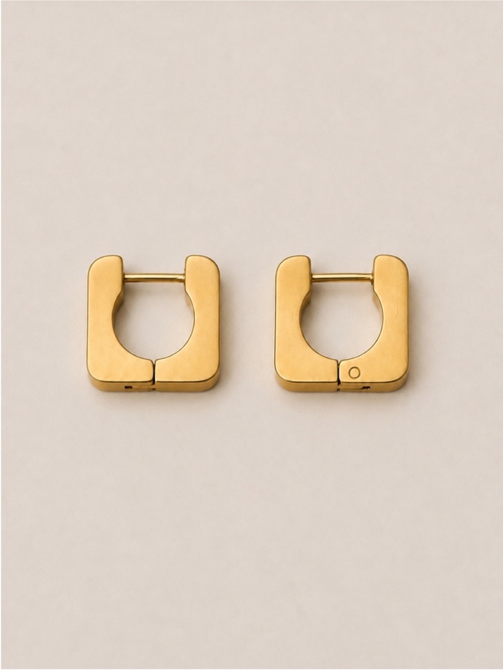 New! Gold Square Huggie Hoop Earrings NWOT